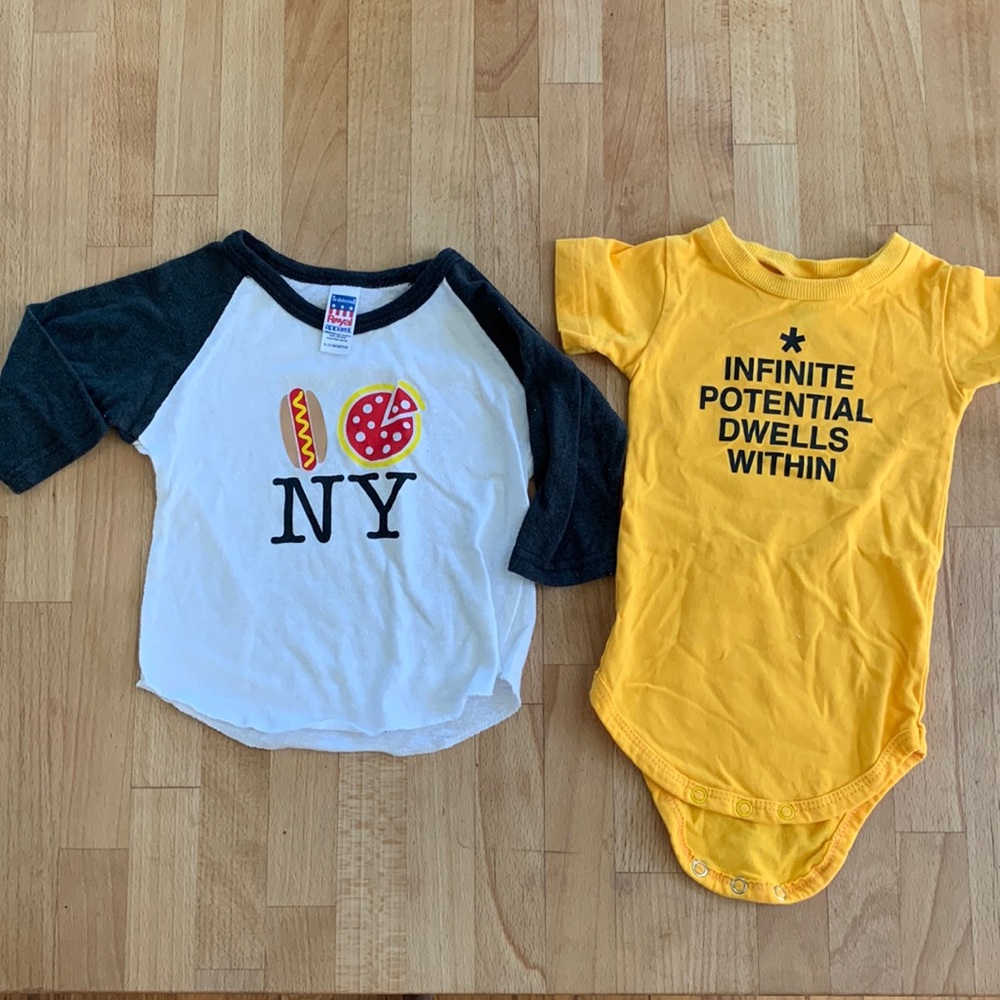 Little Giants Onesie and New York Pizza Shirt